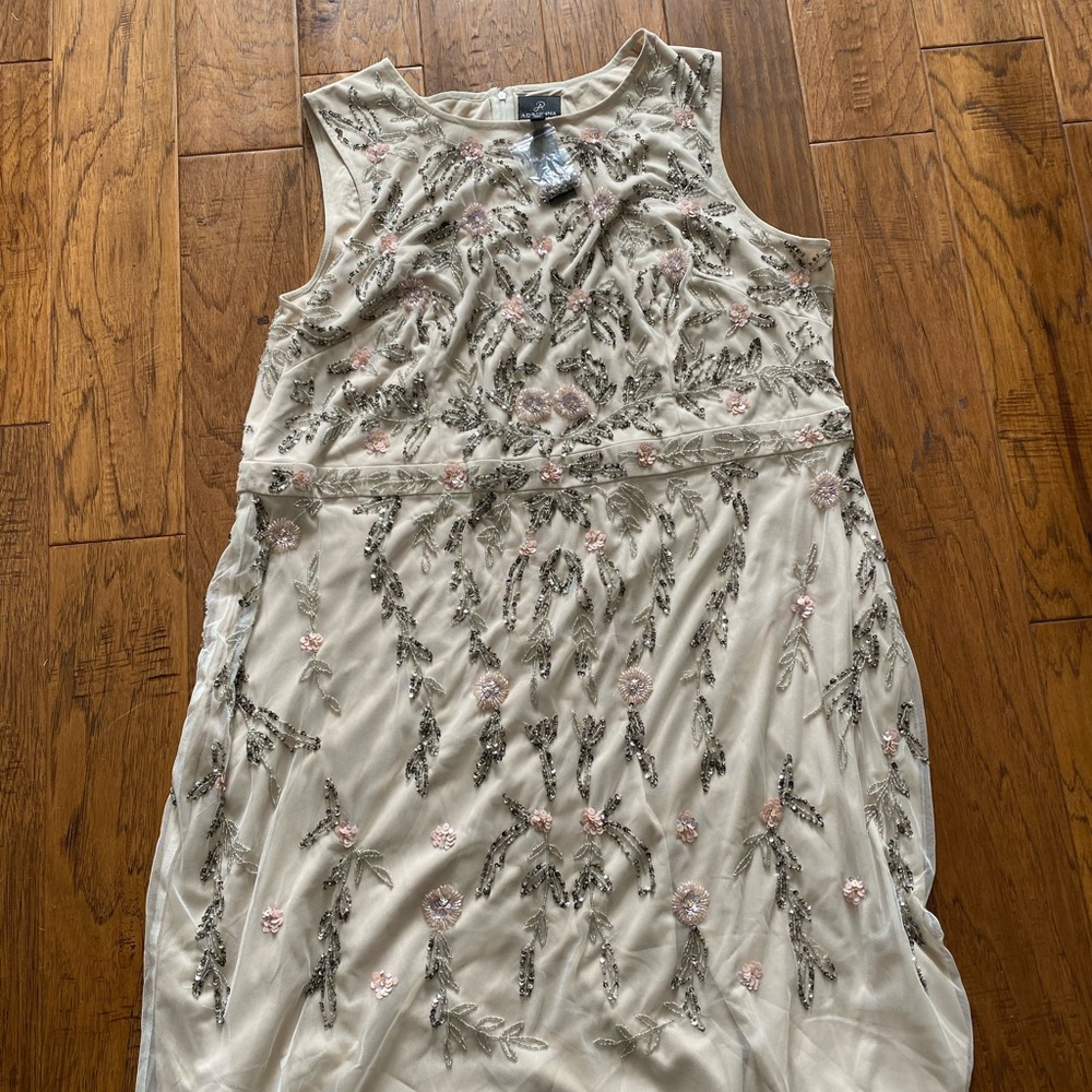 NWT Adrianna Papell Tulle Beaded Dress plus size